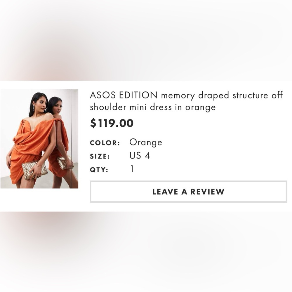 ASOS EDITION Draped Orange Dress - Picture 3 of 3